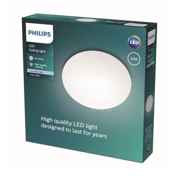 Plafón de techo LED 24W Suede Philips para techo interior | LeonLeds