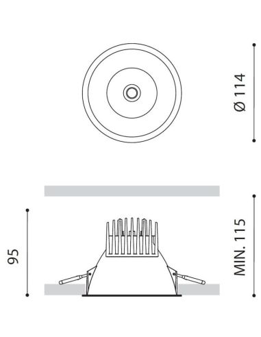 Dimensiones del downlight LED Lex Mini de Arkoslight | LeónLeds.com