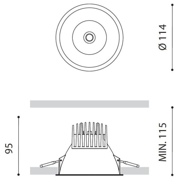 Dimensiones del downlight LED Lex Mini de Arkoslight | LeónLeds.com