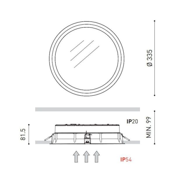 Medidas del downlight LED Deep Maxi 31W IP54 | Leonleds