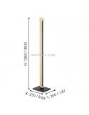 Lampadaire LED orientable Camacho en acier et bois Eglo Lighting dimensions