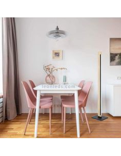 Lampadaire LED orientable Camacho en acier et bois 2