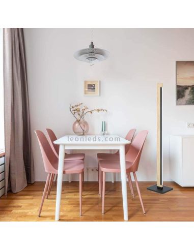 Lámpara de pie LED regulable Camacho en acero y madera Eglo Iluminación