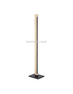 Lámpara de pie LED regulable Camacho en acero y madera