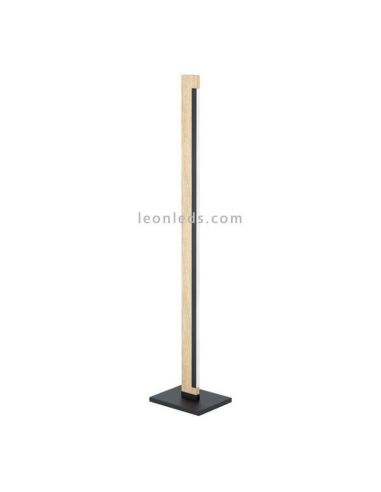 Lámpara de pie LED regulable Camacho en acero y madera