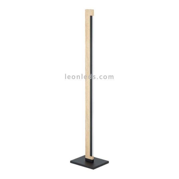 Lámpara de pie LED regulable Camacho en acero y madera