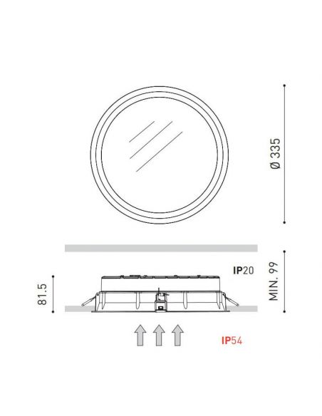 Mesures du downlight Deep Maxi 40W IP54 | leonleds