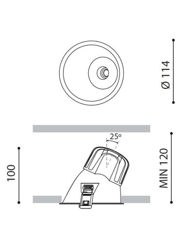 Dimensions du downlight LED Arkoslight Lex Mini Asymmetric | LeonLeds.com