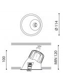 Dimensiones del downlight LED Lex Mini Asymmetric de Arkoslight | LeónLeds.com
