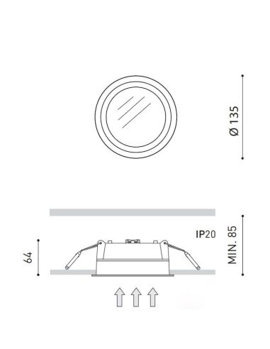 Medidas del downlight LED Deep Mini 10W IP54 | Leonleds