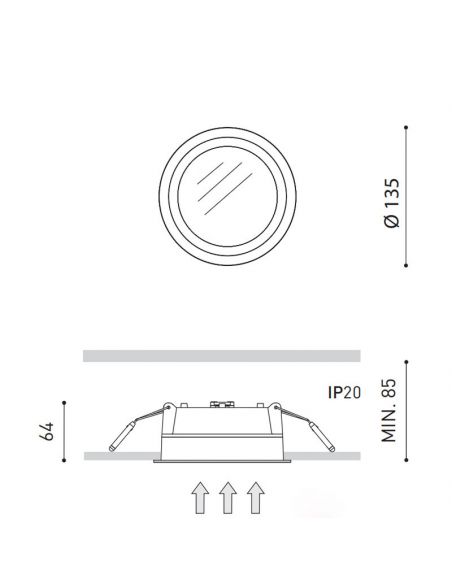 Medidas del downlight LED Deep Mini 10W IP54 | Leonleds
