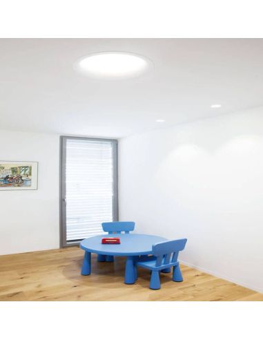 Downlight LED Drop Maxi 31W de Arkoslight iluminando un dormitorio | Leonleds