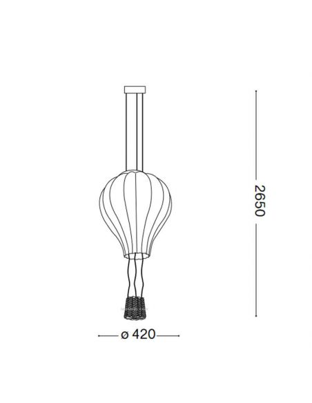 Dimensiones Lámpara de techo globo aerostático Dream Big SP1 Ideal Lux | LeonLeds