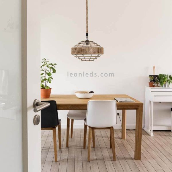 Plafonnier Rustica Corde et Métal Jute Fabrilamp