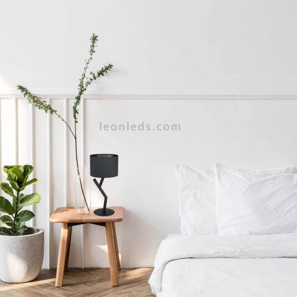 Candeeiro de mesa moderno preto Balnario 1xE27 Leónleds Iluminación