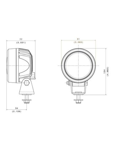 Dimensiones Faro LED redondo 2000Lm ABL 29W Bobcat D14855 | LeonLeds