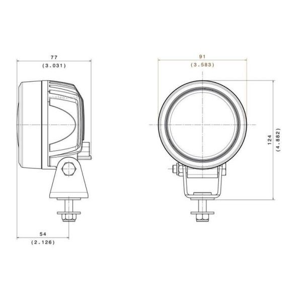 Dimensiones Faro LED redondo 2000Lm ABL 29W Bobcat D14855 | LeonLeds