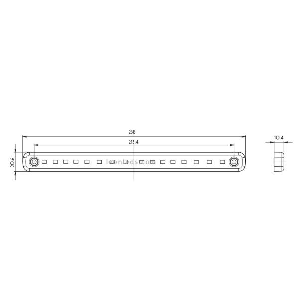Dimensiones Cable Barra LED intermitente Homologada 12V-24V 1502 Was | LeonLeds
