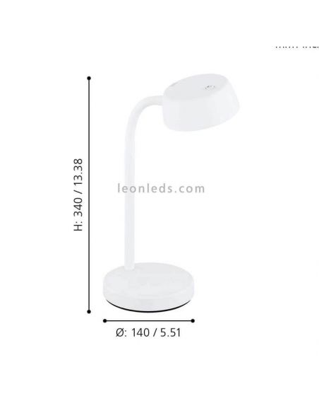 Lámpara de mesa LED moderna Cabales blanco dimensiones