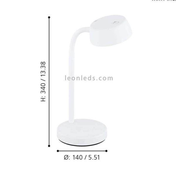 Lámpara de mesa LED moderna Cabales blanco dimensiones