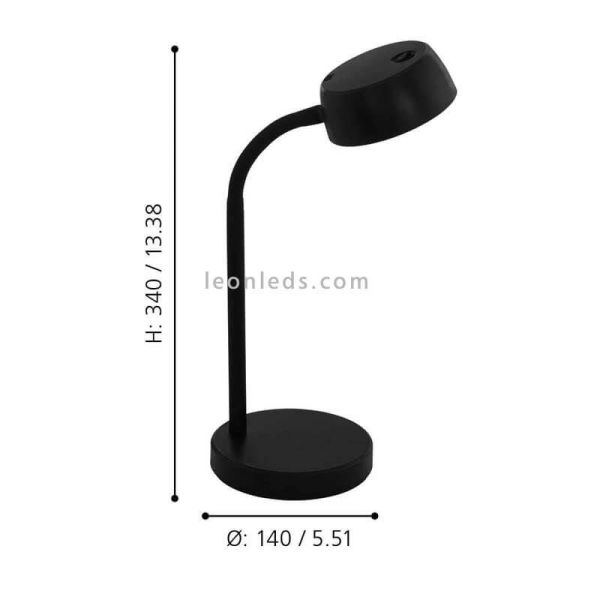 Lampe de table LED moderne Cabales noir dimensions ambiantes