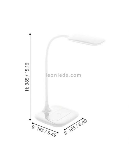 Lámpara de mesa LED Masserie blanca regulable con cargador por inducción dimensiones