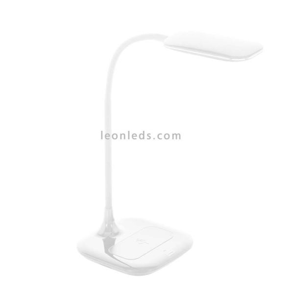 Lámpara de mesa LED Masserie blanca regulable con cargador por inducción