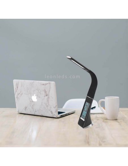 Col de cygne LED studio orientable noir Cognoli avec abat-jour Eglo