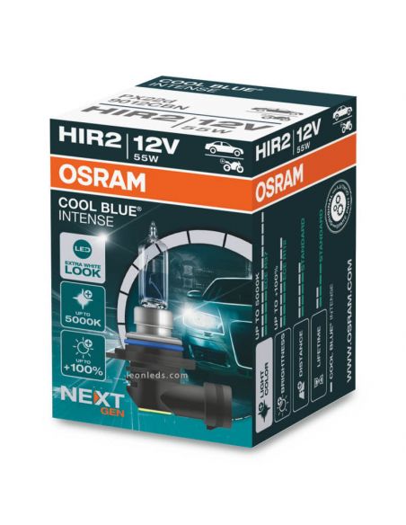 Bombilla HIR2 luz efecto LED 5000K y 100% mas de luz Cool Blue Intense Next Generation Pack 1 Uns. 9012CBN | LeonLeds