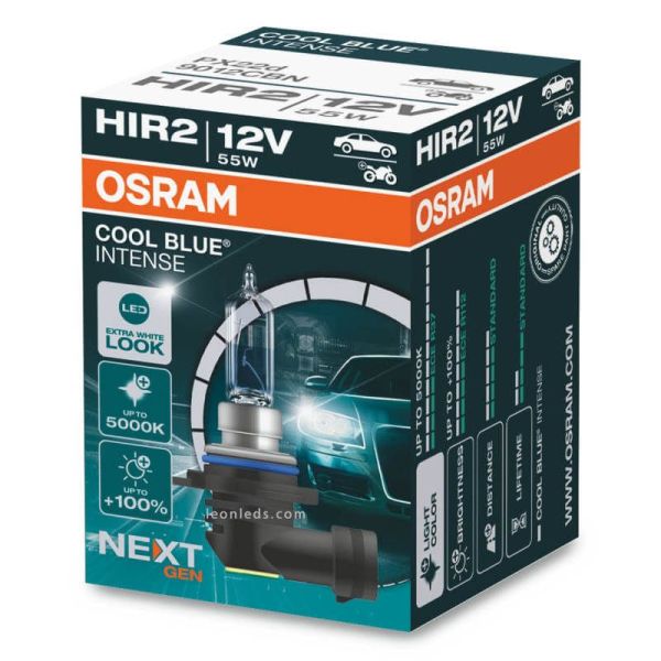 Bombilla HIR2 luz efecto LED 5000K y 100% mas de luz Cool Blue Intense Next Generation Pack 1 Uns. 9012CBN | LeonLeds