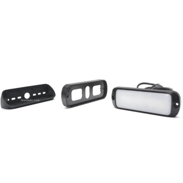 Barra LED rectangular opaca 1.800Lm con accesorios de montaje Inclinado 45º o Superficie IP69K 1501 N | LeonLeds