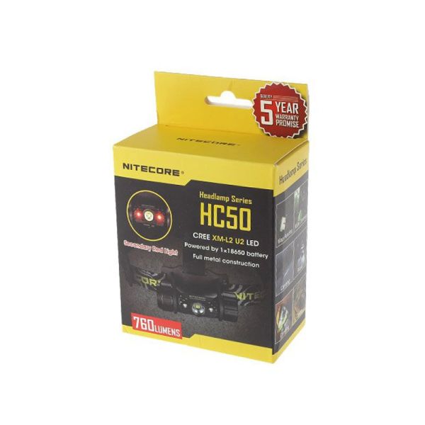 Linterna Frontal LED HC50 Nitecore Recargable de cabeza Sumergible | LeonLeds