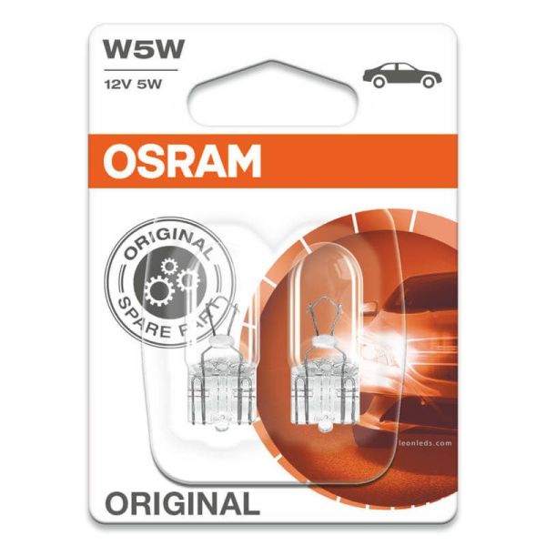 Bombilla sin casquillo Halogena W5W 12V Original 2 Unds. 2825 Osram | LeonLeds