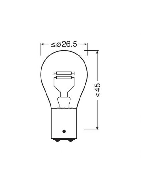 Dimensions Ampoule Halogène P21/5W 24V Truckstar PRO 1 Unité. 2 pôles 7537TSP | leonleds