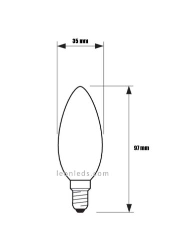 Dimensiones Bombilla LED E14 2,2W B35 Philips Vela Philips 8718699763374 | LeonLeds