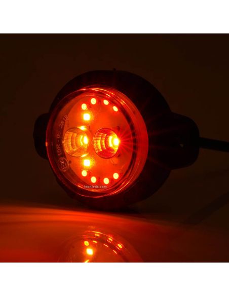 Mini Piloto LED trasero redondo y homologado con 3 funciones 12V 24V Was 1531 R S1 2A | LeonLeds