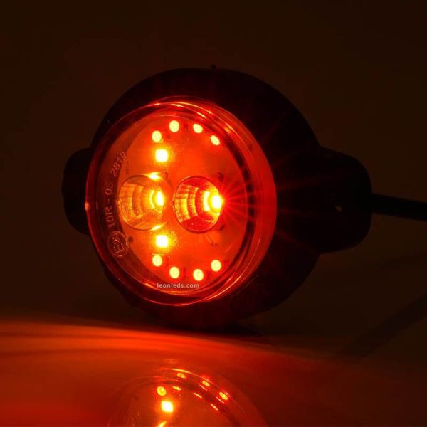 Mini Piloto LED trasero redondo y homologado con 3 funciones 12V 24V Was 1531 R S1 2A | LeonLeds
