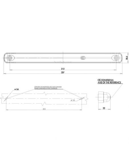 Dimensiones de Barra Intermitente Dinamico Neon LED 12V 24V 1217DD W173DD Codigo 2A | LeonLeds