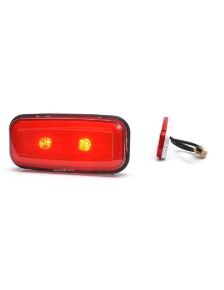 Dimensiones de Piloto LED Rectangular Antiniebla Trasera Tulipa Roja 1481 KR F 12V 24V Was | LeonLeds