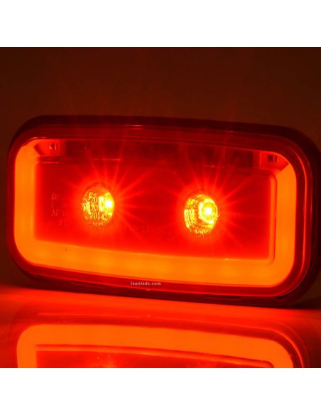 Piloto LED Rectangular con Tulia Roja Luz de Posición y Antiniebla Trasera 1481 KR R F 12V 24V Was | LeonLeds