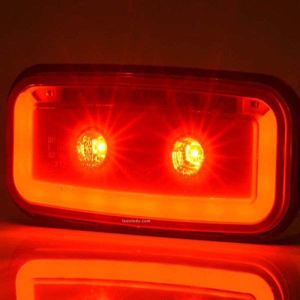 Piloto LED Rectangular con Tulia Roja Luz de Posición y Antiniebla Trasera 1481 KR R F 12V 24V Was | LeonLeds