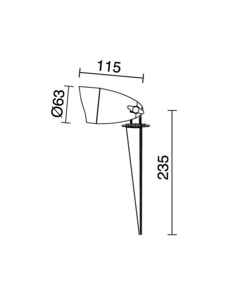 Dimensions Projecteur extérieur LED sur piquet Terra 6W 640Lm IP65 avec câble et fiche 996A-L3106B-04 | leonleds