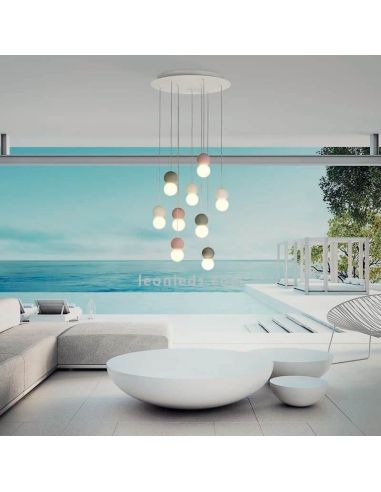 Lámpara colgante con 9 luces redondas Galaxia 9xE27 Leónleds Iluminación