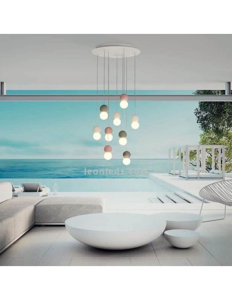 Lámpara colgante con 9 luces redondas Galaxia 9xE27 Leónleds Iluminación