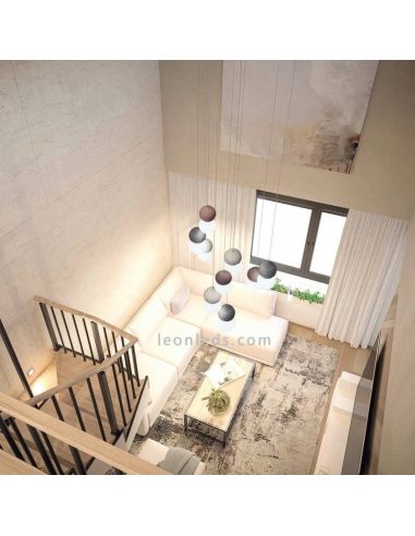 Lámpara colgante con 9 luces redondas Galaxia 9xE27 Leónleds