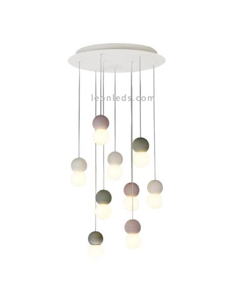 Candeeiro suspenso com 9 luzes redondas Galaxy 9xE27