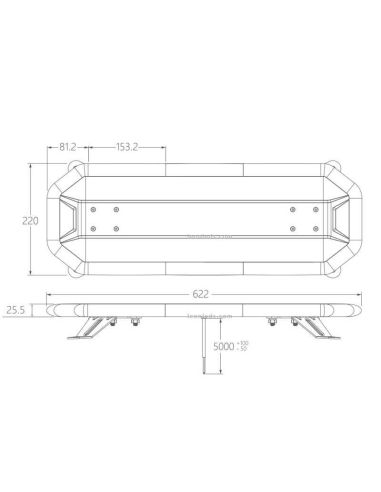 Dimensiones de Mini Puente luminoso LED ambar Homologado con mando 622mm 24,5'' Gama Premium Agropar | LeonLeds