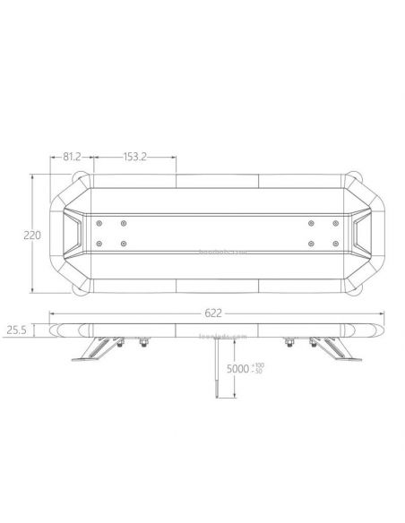 Dimensiones de Mini Puente luminoso LED ambar Homologado con mando 622mm 24,5'' Gama Premium Agropar | LeonLeds