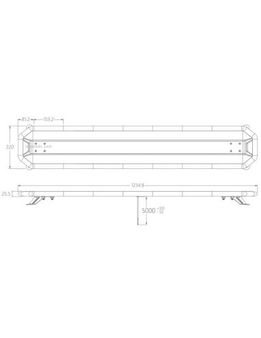 Dimensiones de Puente LED ambar Homologado con Control Wireless 1235mm 48'' Gama Premium Agropar | LeonLeds