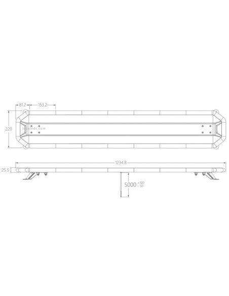 Dimensiones de Puente LED ambar Homologado con Control Wireless 1235mm 48'' Gama Premium Agropar | LeonLeds